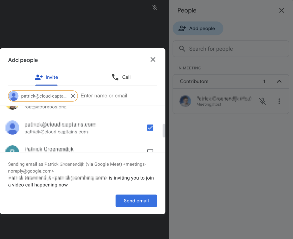 Invite people Google Meet